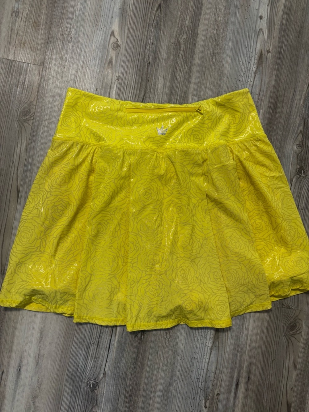 Crowned Athletics Yellow Floral Skort Skirt Athletic Tennis Workout XL - Picture 2 of 9
